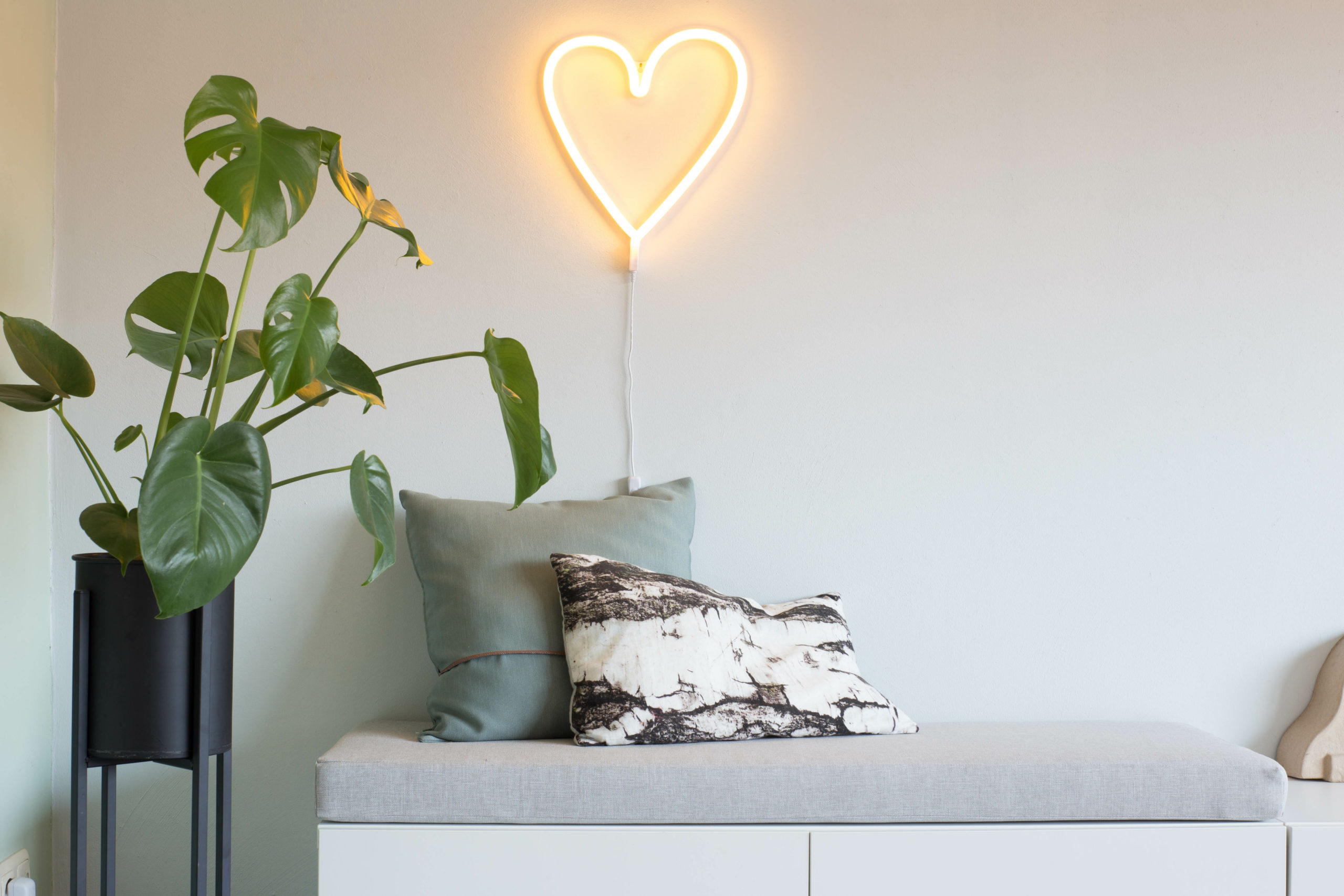 Heart shape neon light modern design interior Heart shape neon light modern design interior